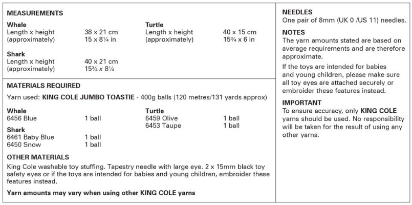 King Cole Pattern 9215