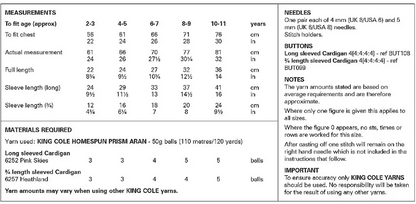 King Cole Pattern 6307