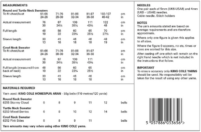 King Cole Pattern 6304