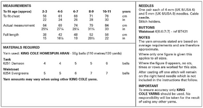 King Cole Pattern 6306