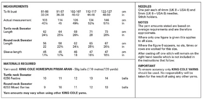 King Cole Pattern 6311