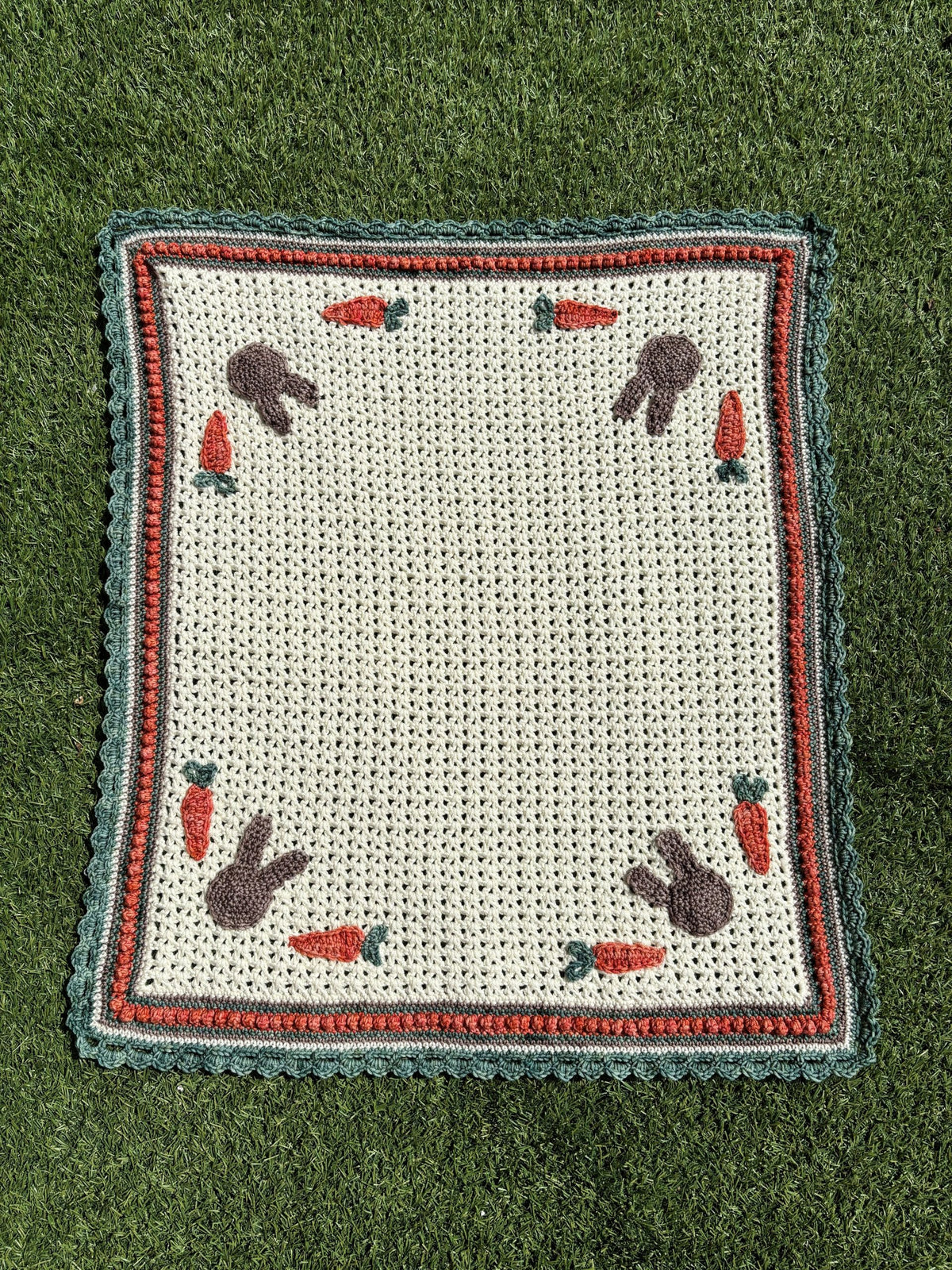 Bunny Baby Blanket DK Pattern Designed by Sue Morgan