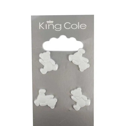 Teddy Bear Shaped Buttons – White
