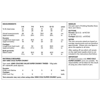 King Cole Pattern 6358