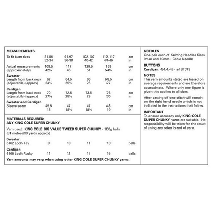 King Cole Pattern 6362