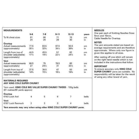 King Cole Pattern 6359
