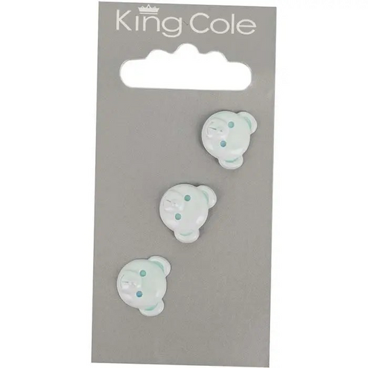 Teddy Bear Shaped Buttons – Blue (Medium)