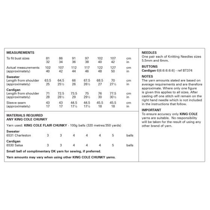 King Cole Pattern 6384
