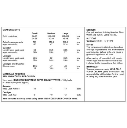 King Cole Pattern 6361